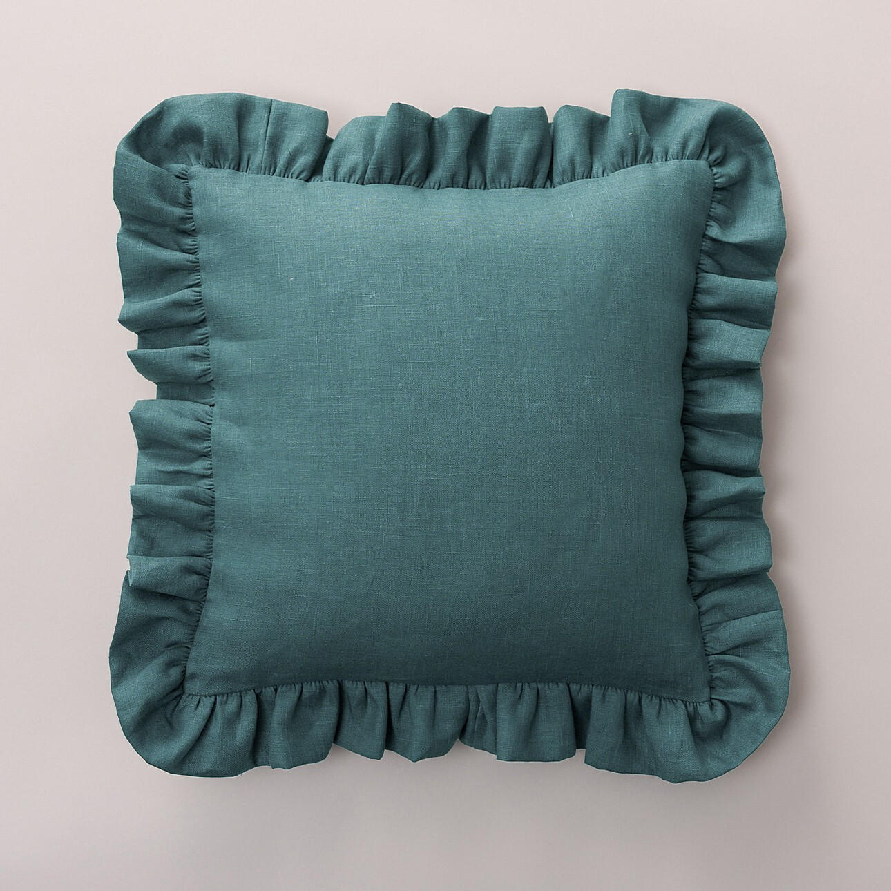 KISSENHÜLLE Charlotte 45x45 cm mit Rüsche - Smaragdgrün, Textil (45/1cm) - Dekoria