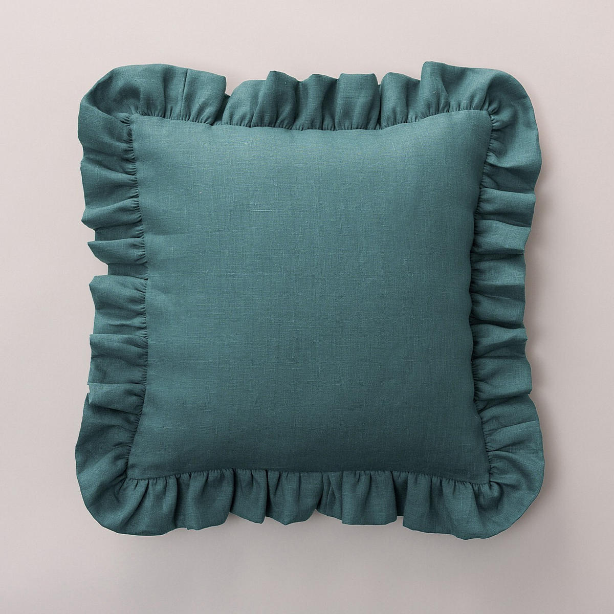 KISSENHÜLLE Charlotte 45x45 cm mit Rüsche - Smaragdgrün, Textil (45/1cm) - Dekoria