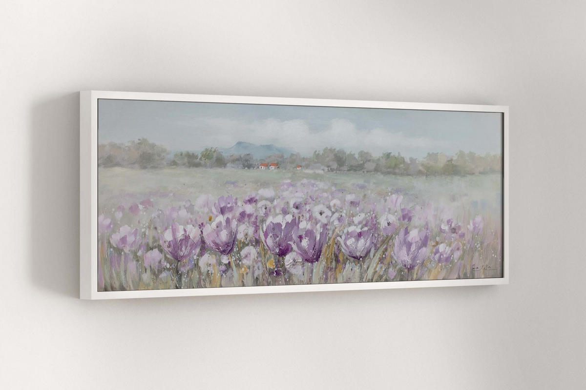 ÖLGEMÄLDE 150/50 cm - Lila/Grün, Holz/Textil (150/50cm) - KUNSTLOFT