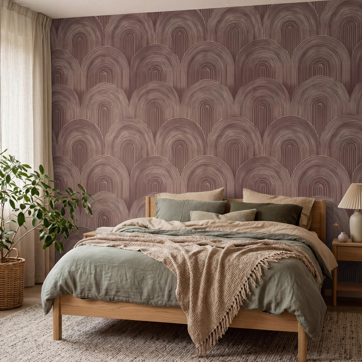 TAPETE - Rhythmic - Aufschlag - Braun - 350x280 cm - Dunkelbraun, Papier (350/280cm) - OnlyWow