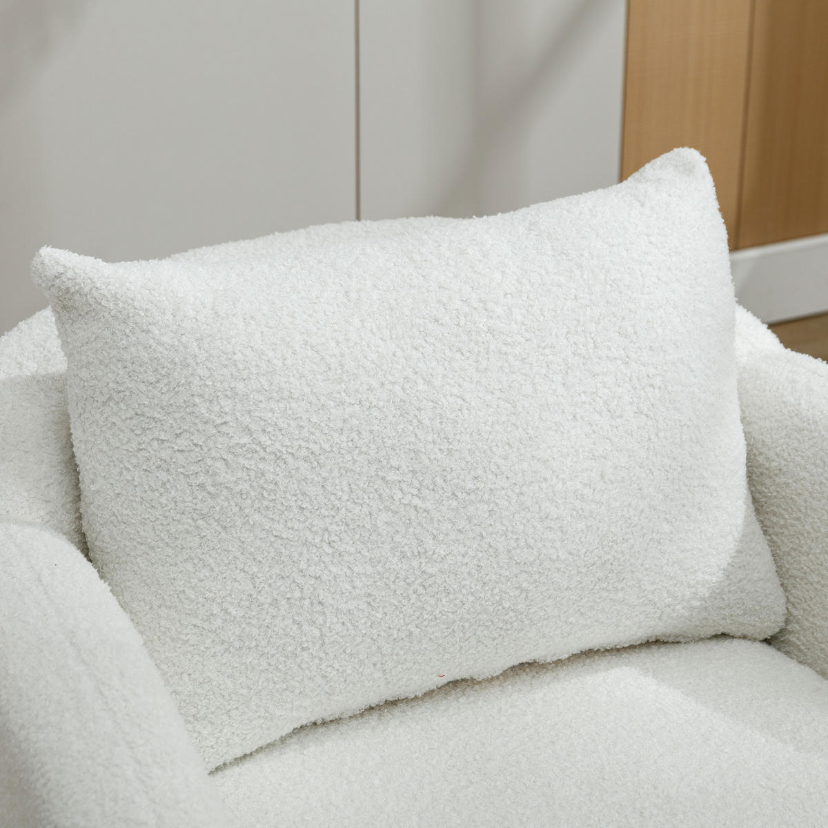 SESSEL Teddystoff Weiß mit Kissen - Weiß, Holz/Holzwerkstoff (71/71/72cm) - WISHDOR