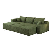 WOHNLANDSCHAFT Cord Grün ohne Montage - Grün, Textil (241/58/151cm) - WISHDOR