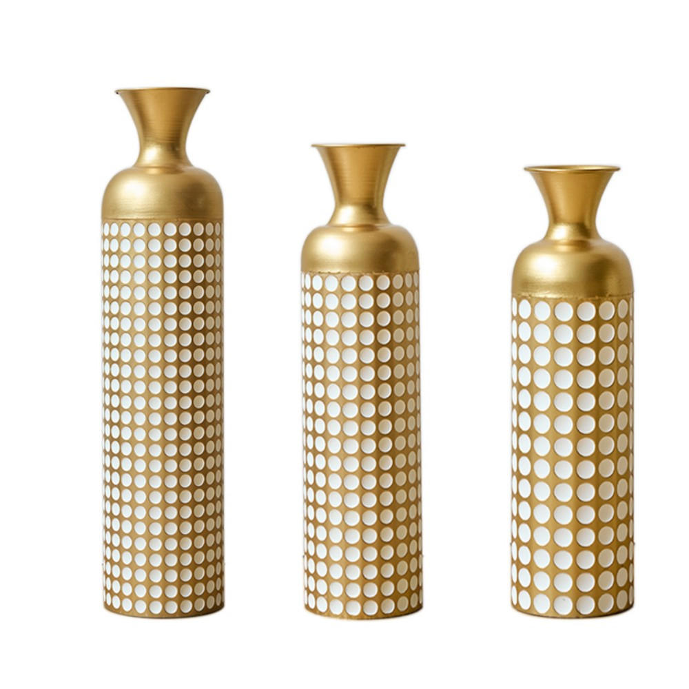 BODENVASE Metallvase,50/66/83 cm,3 tlg.Dekovase,Polka Dots-Goldfarben - Goldfarben, Metall (83cm) - LVHOM
