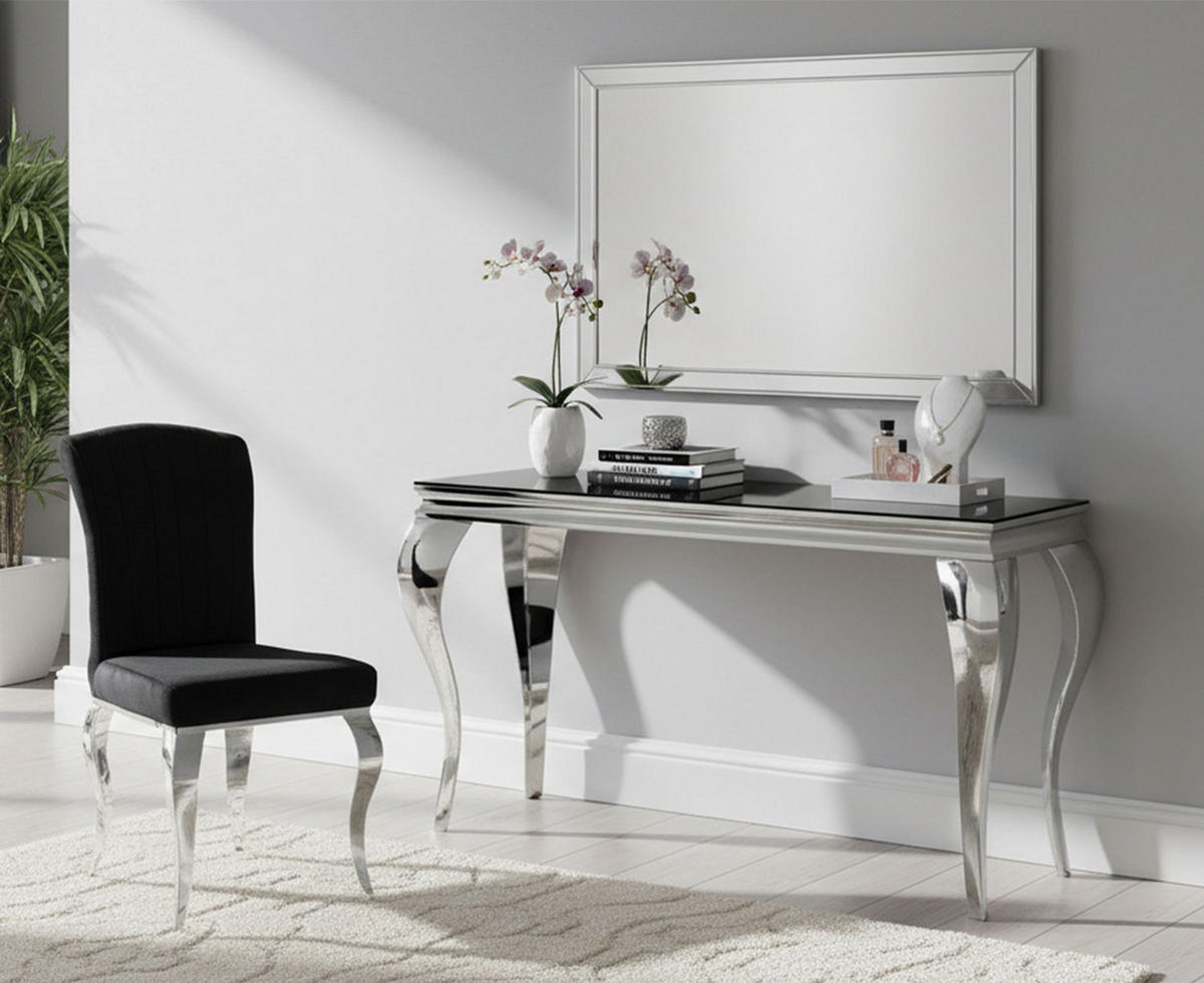 KONSOLENTISCH Prince Schwarzglas / Chrom 120 / 40 / 78cm - Silberfarben/Schwarz, Glas/Holz (40/120/78cm) - Feldmann-Wohnen