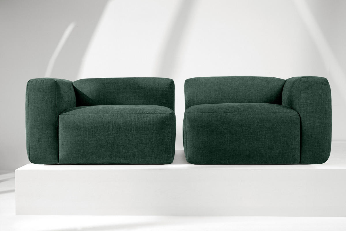 2,5-SITZER-MODULSOFA BUFFO mit extrem weicher und bequemer Sitzfläche, Gewebestoff, maritim - Grün, Textil (250/73/96cm) - KONSIMO®