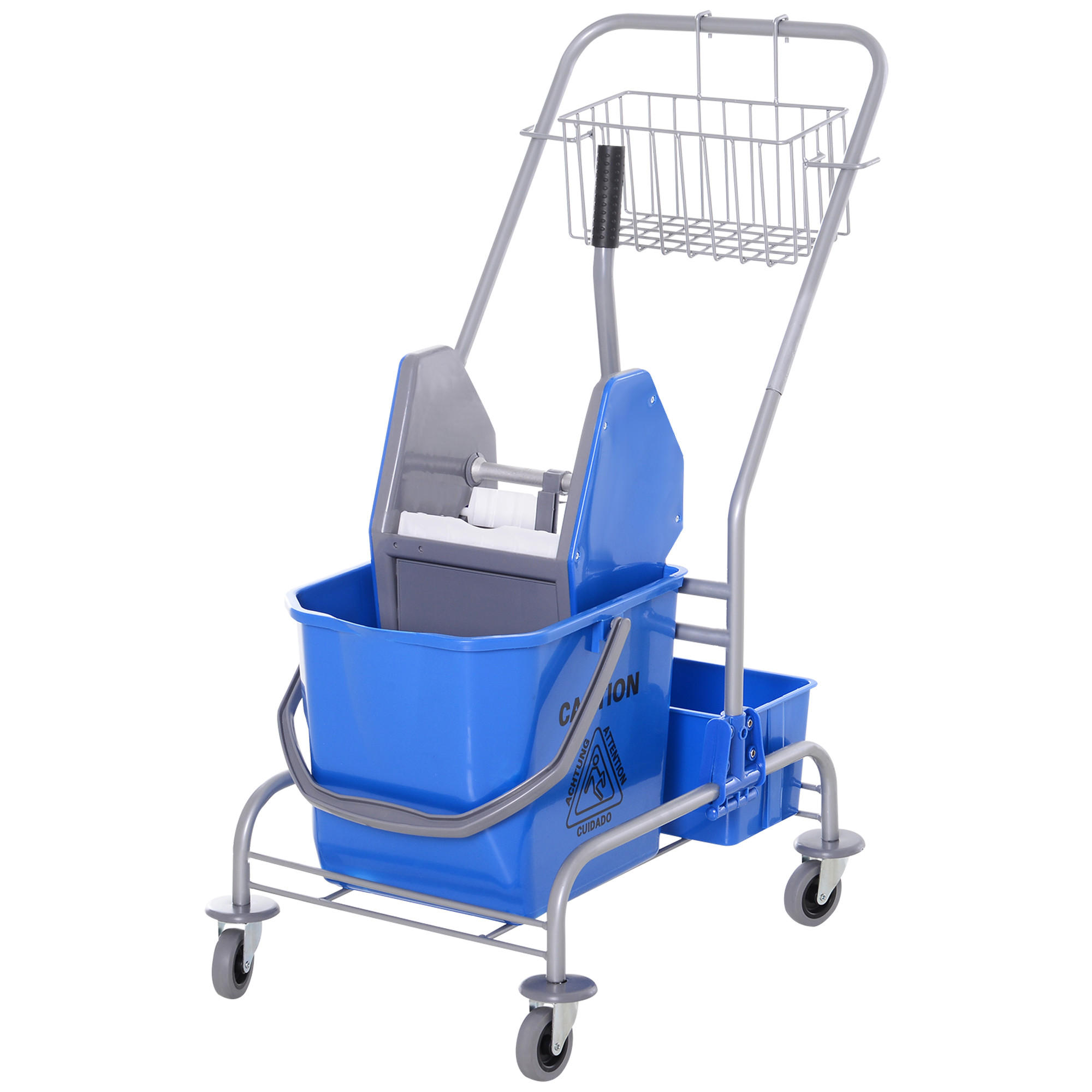 PUTZWAGEN Kunststoff Metall Blau - Blau, Kunststoff/Metall (49.5/95/72cm) - HOMCOM