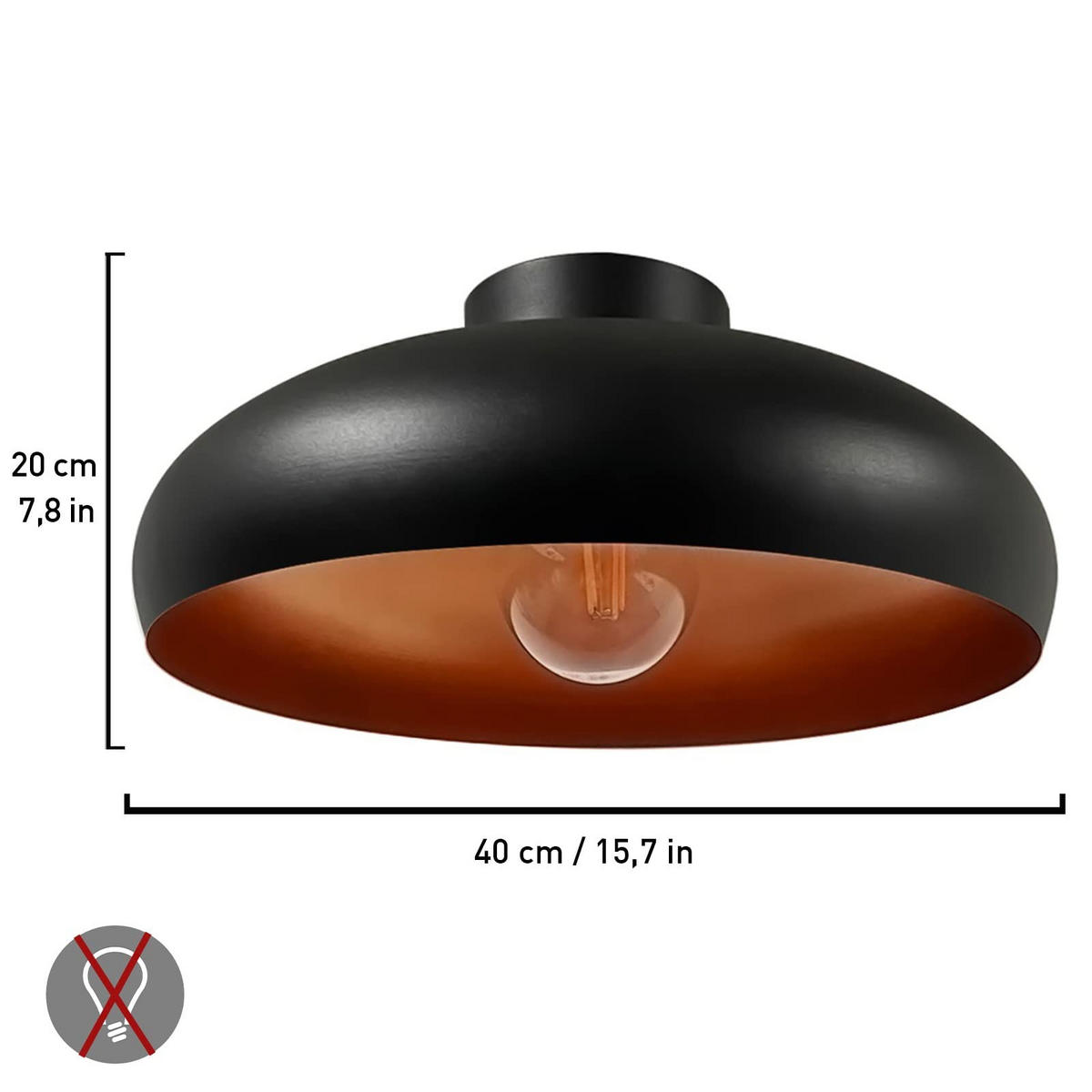DECKENLEUCHTE Androa Lampe - Schwarz, Metall (40/40/20cm) - Bamyum