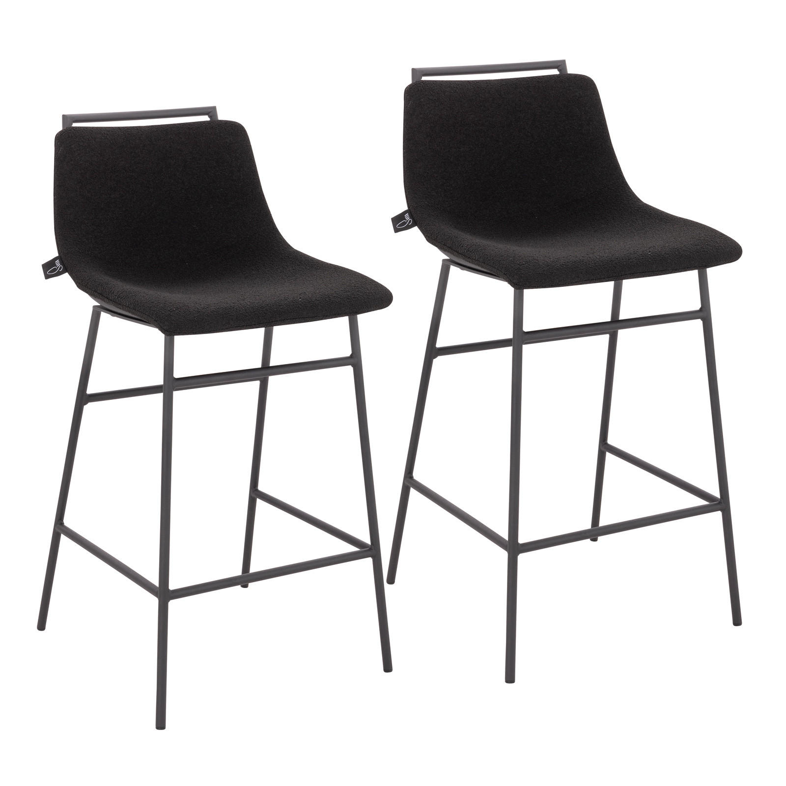 BARHOCKER CAMILLE 2er Set Boucle Schwarz - Schwarz, Textil (44/91/50cm) - SVITA