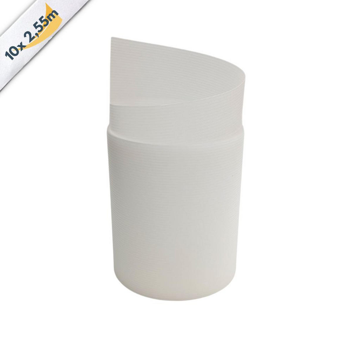 SICHTSCHUTZSTREIFEN Rille 10x Einzelstreifen 2,55m Sichtschutz Milchglas-Optik, 10 x 2,55m - Transparent, Kunststoff (2550/19cm) - ZAUN|ZU