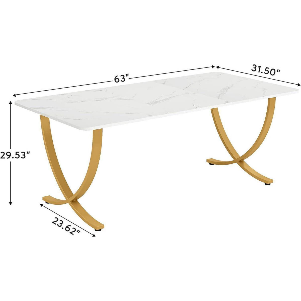 SCHREIBTISCH Computertisch 160 x 80 cm Kunstmarmor Weiß Gold - Multicolor, Stein (80/160/75cm)