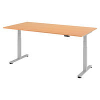 SCHREIBTISCH elektrisch XDSM 100/200/72 cm in Buchefarben/Silberfarben - Buchefarben/Silberfarben, Holzwerkstoff (100/200/72cm) - bümö