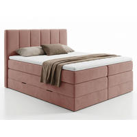 BOXSPRINGBETT Star Max - 160x200 - pink (Kronos 29, Velours) - Pink/Schwarz, Holz/Holzwerkstoff (160/200cm) - Sofnet