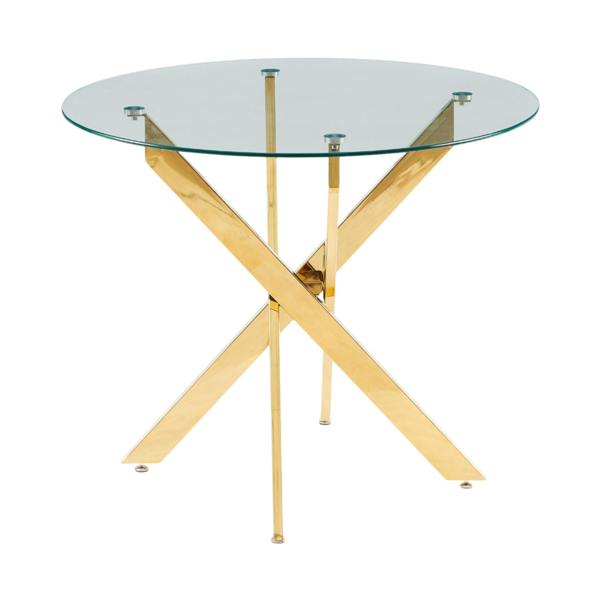 ESSTISCH mit Glasplatte und Metallgestell stabil platzsparend - Goldfarben, Glas/Metall (80/80/75cm) - EVRYAE