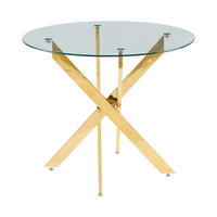 ESSTISCH mit Glasplatte und Metallgestell stabil platzsparend - Goldfarben, Glas/Metall (80/80/75cm) - EVRYAE