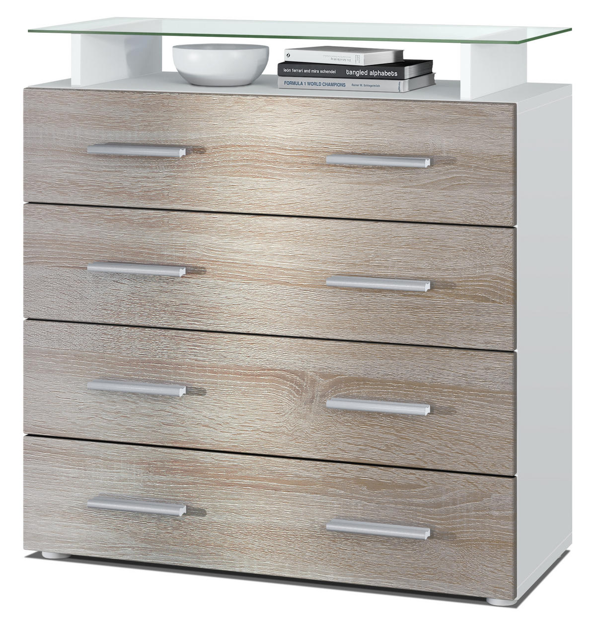 KOMMODE Pavos Eiche sägerau - Eiche San Remo, Holzwerkstoff (76/81/35cm) - Vladon