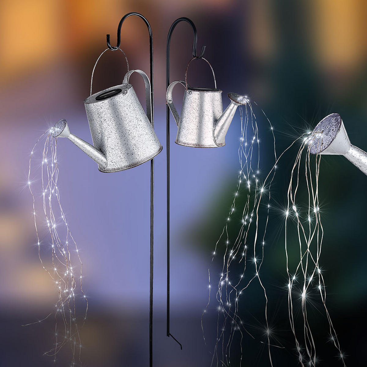 LED AUSSENLEUCHTE Gießkanne Silber - Silberfarben, Metall (38/20.5/130cm)