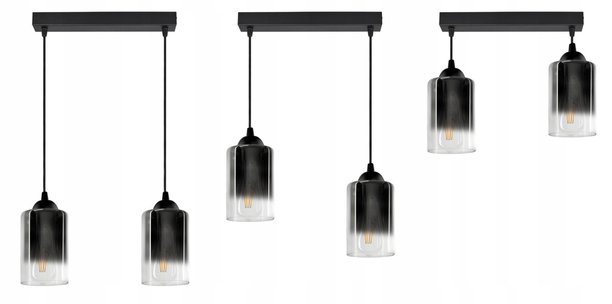 PENDELLEUCHTE GRAF - Transparent/Anthrazit, Glas/Metall (10/45/80cm) - kiki design