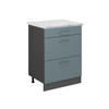 SCHUBLADENSCHRANK R-Line Blau-Grau 60 cm AP Marmor - Anthrazit/Blaugrau, Holzwerkstoff (60/81.6/60cm) - Vicco
