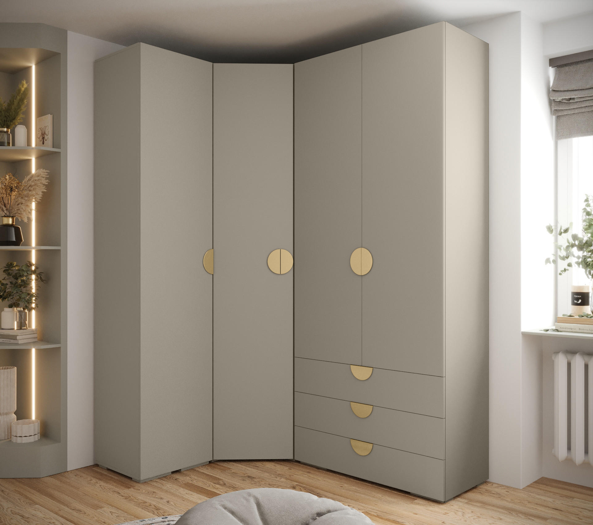 GARDEROBEN-SET 236,7/181,7/47 - Kaschmir/Goldfarben, Holz/Kunststoff (181.7/236.7/47cm) - Abiks Möbel