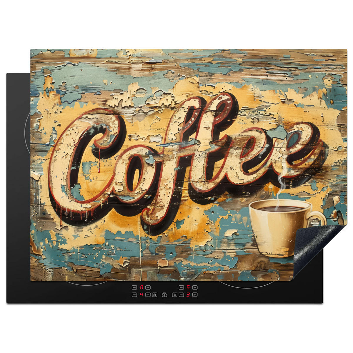 HERDABDECKPLATTE Kaffee - Vintage - Braun - Tasse 71x52 cm - Teakfarben, Kunststoff (71/0.2/52cm) - MuchoWow