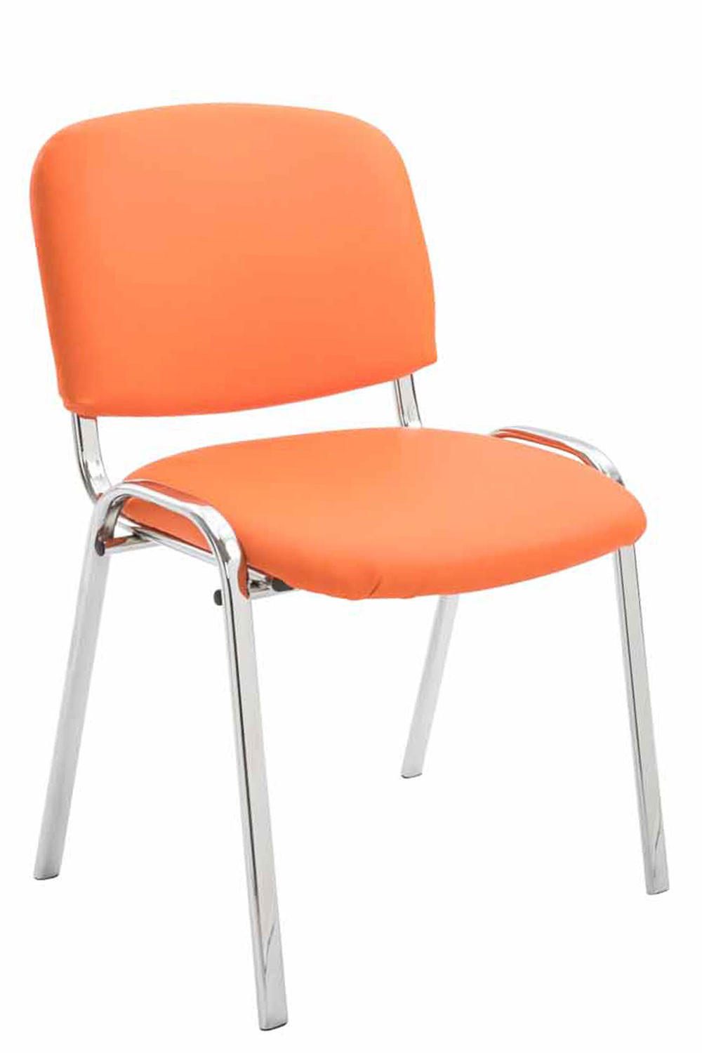 BESUCHERSTUHL Keen, Kunstleder mit Gestell in Chromoptik / Bezug Orange - Chromfarben/Orange, Textil/Metall (54/79/48cm) - TPFLiving
