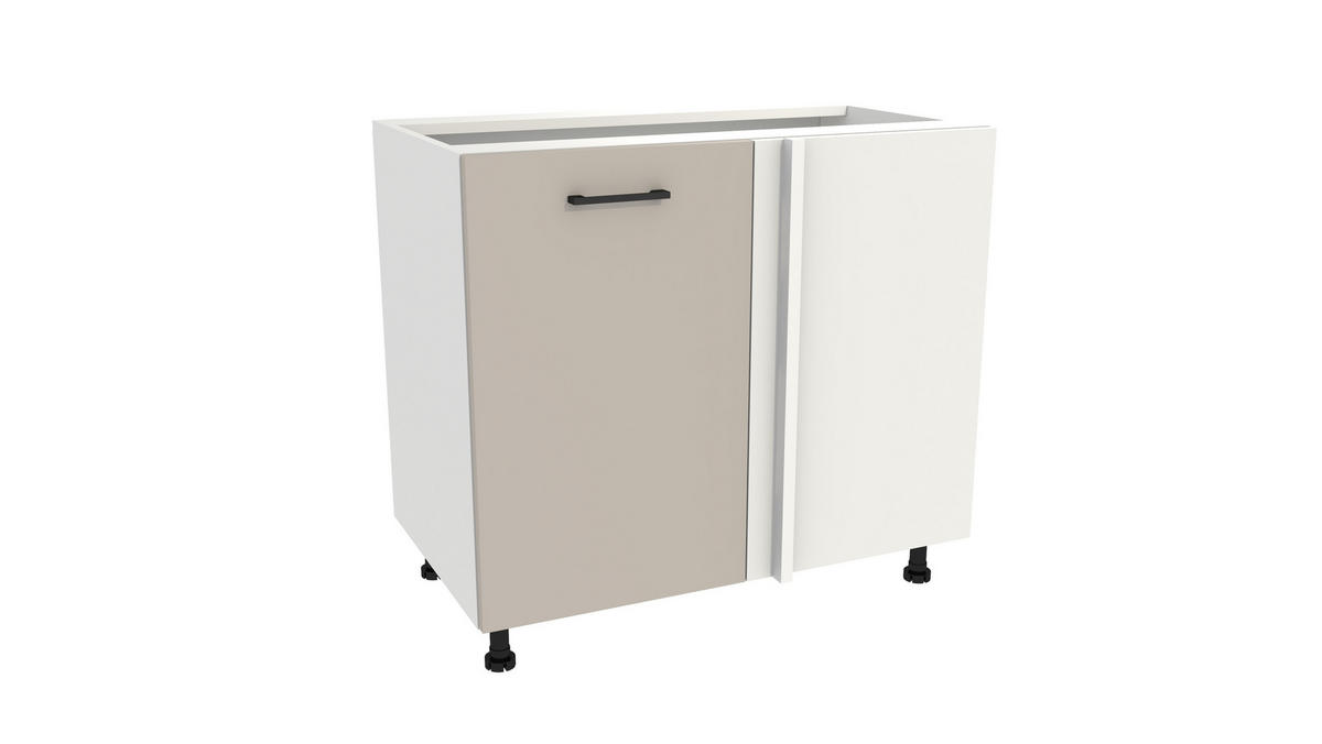 WINKELKÜCHE 240x180 cm mit Arbeitsplatte - SIMPLY Z2 - in Kaschmir / Kaschmir Rille / Weiß - Kaschmir/Schwarz, Holz/Holzwerkstoff (420/212/53cm)