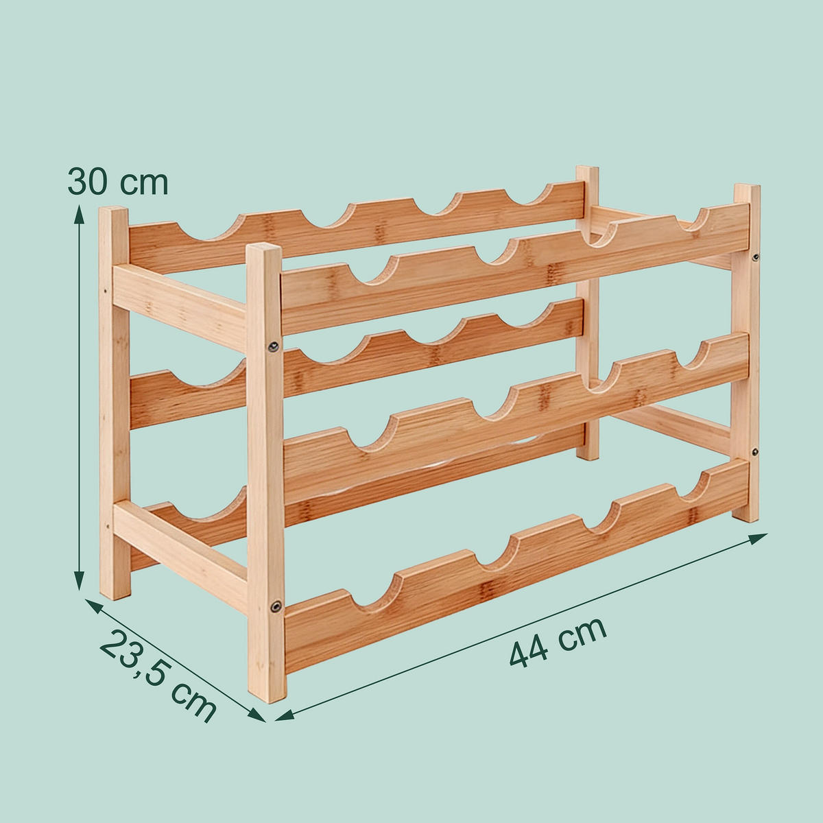 VINOVÝ regál - světle hnědá, dřevo (45/30/45cm) - Relaxdays