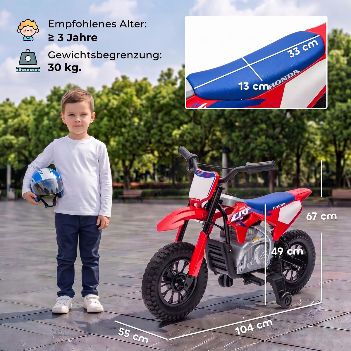 KINDER Motocross Stahl Kunststoff Rot - Rot, Metall (104/55/67cm) - AIYAPLAY