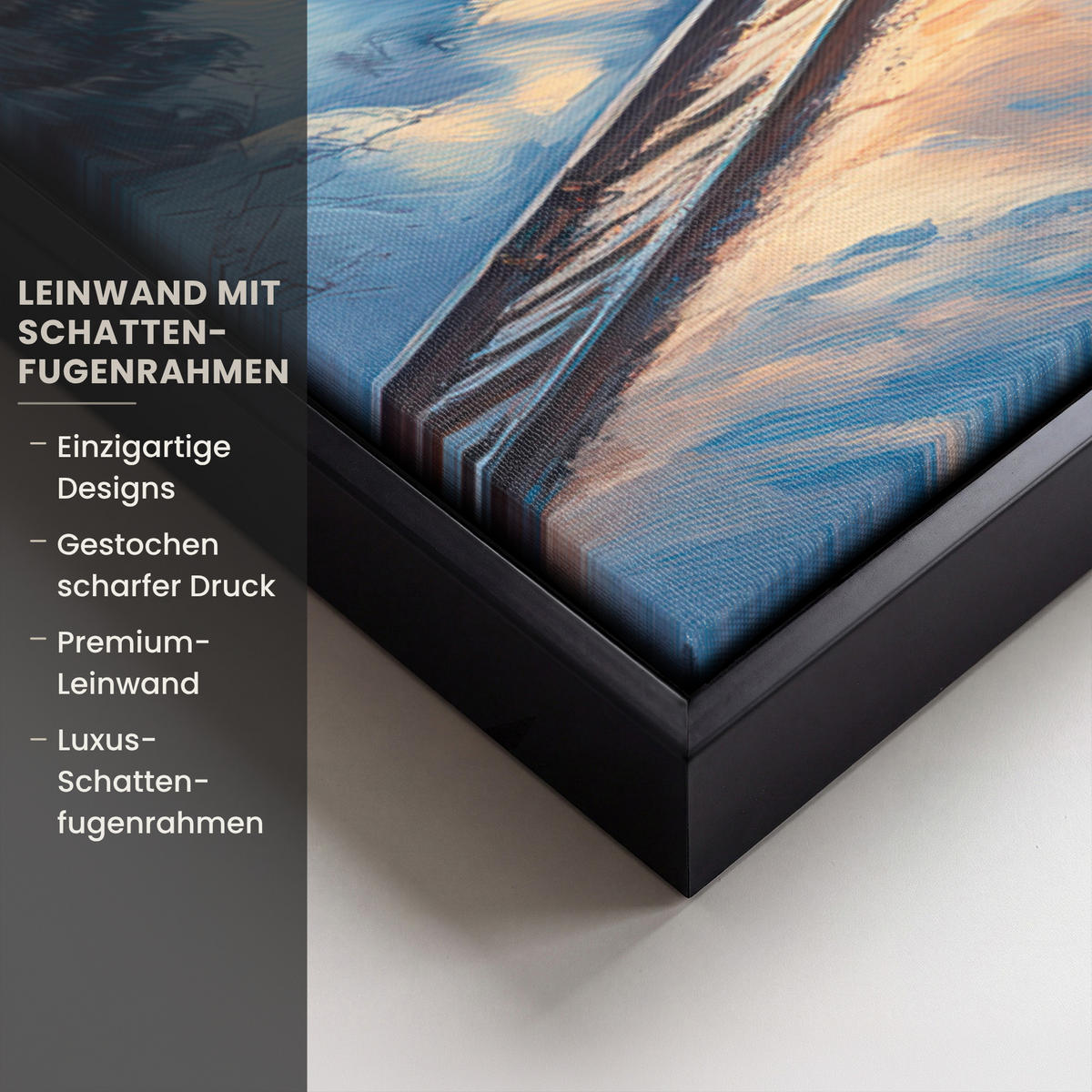 LEINWAND Bilder mit Rahmen - Zug - Weihnachten - Schnee - Weihnachtszug - 80x60 - Anthrazit, Textil (80/60cm) - MuchoWow