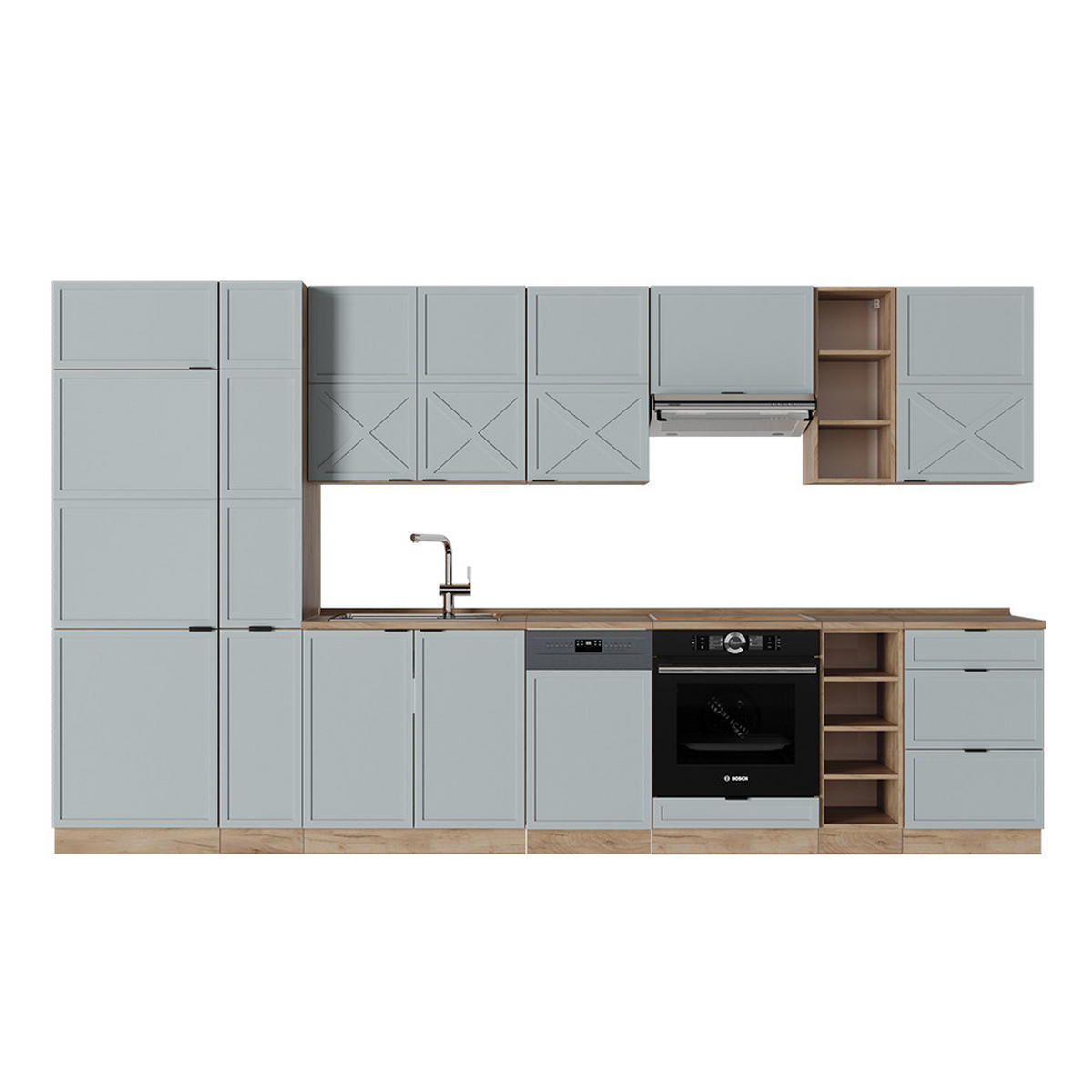 KUCHYŇSKÝ KOUT Fame-Line Světle modrošedý/zlatý dub - medově dubová/světle modrá, kompozitní dřevo (355/81.6/60cm) - Vicco