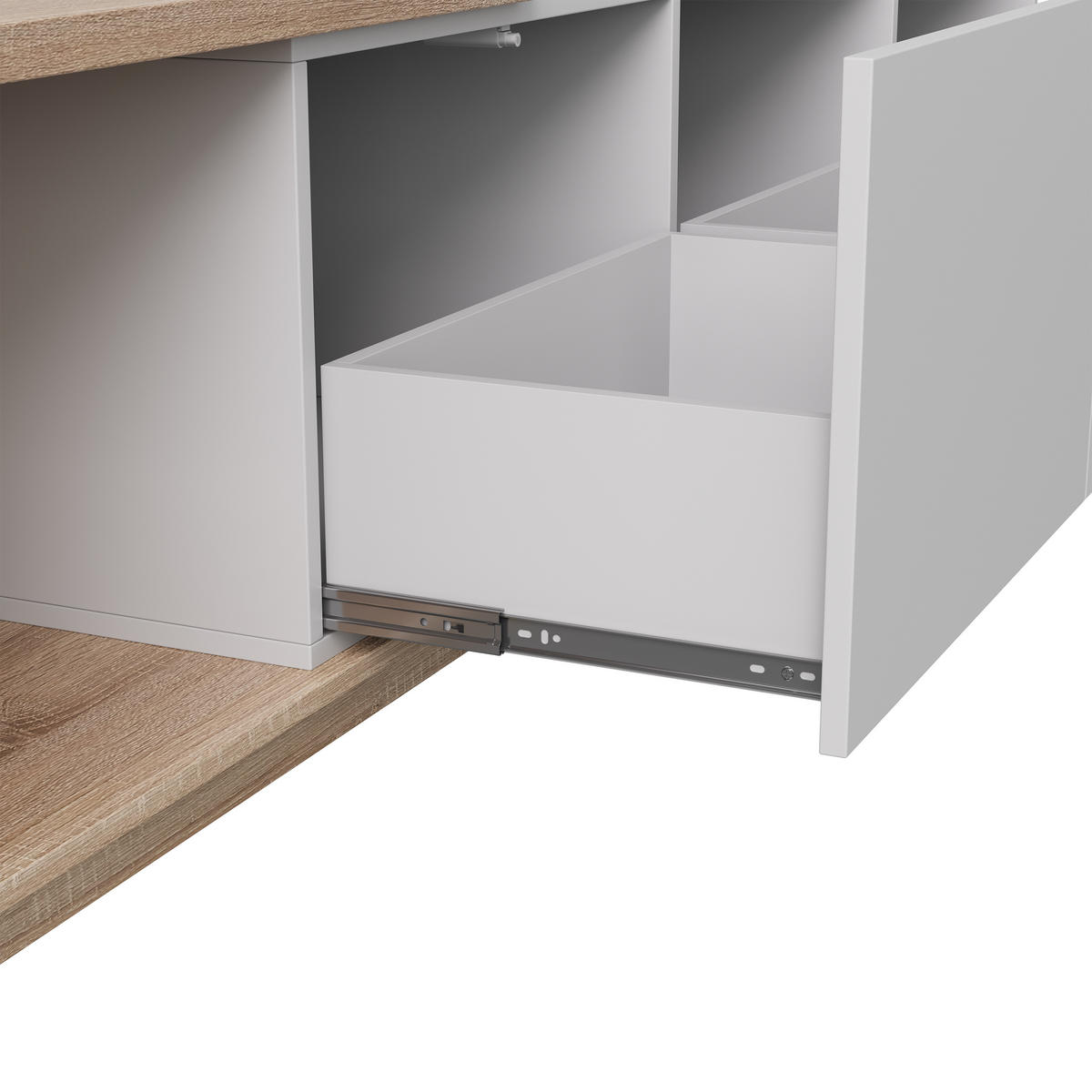 TV LOWBOARD 240x38x44 cm LED Fernsehschrank weiß - Weiß, Holz (240/44/38cm) - LEBENLANG