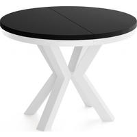 ESSTISCH Clara Weiß runder ausziehbarer, Schwarz 120-200/120/76 cm - Schwarz/Weiß, Holzwerkstoff/Metall (120/196/76cm) - WFL GROUP