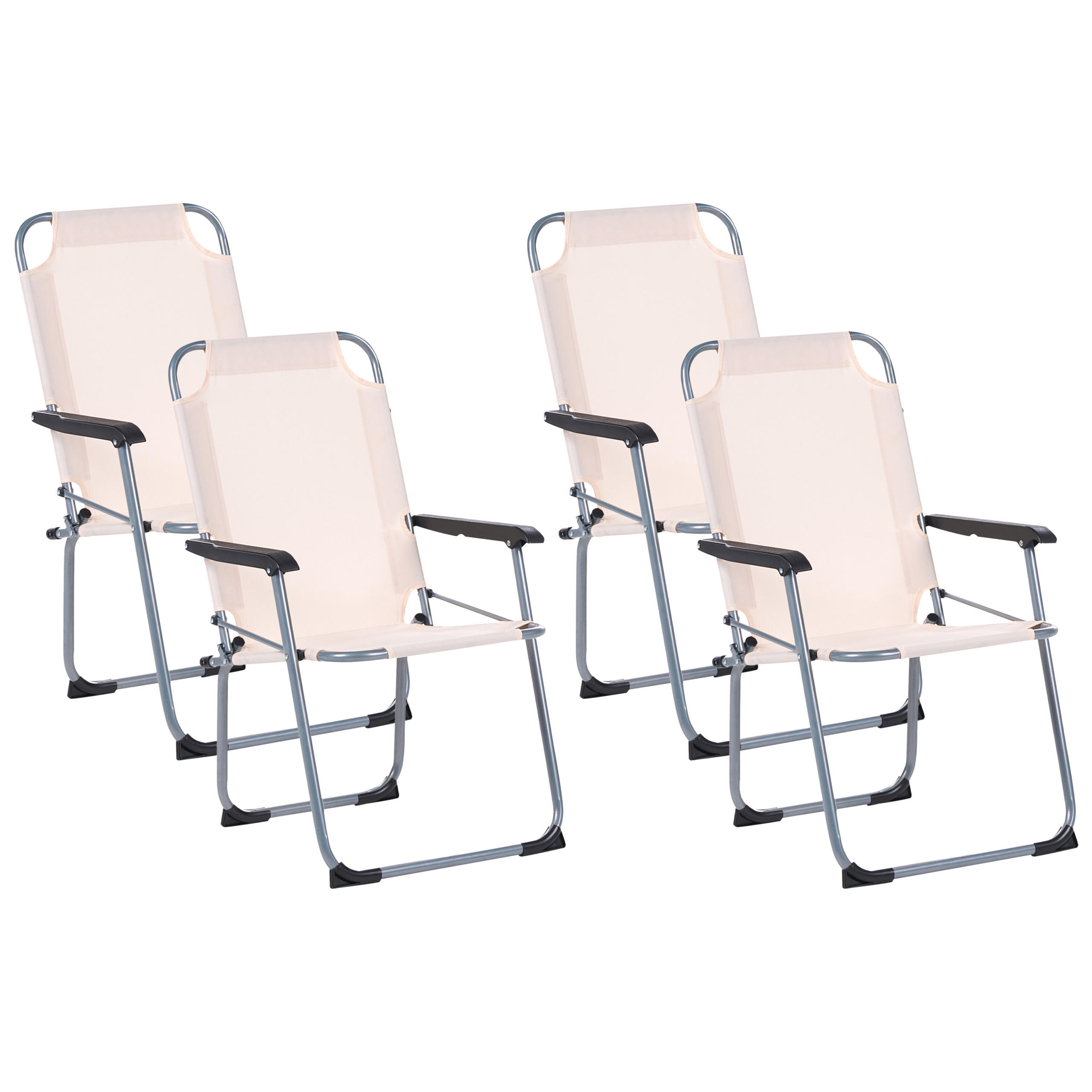 GARTENSTUHL 4er-Set klappbar Metall Beige Galatsi - Beige, Metall (52/88/55cm) - Beliani