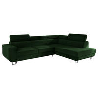 ECKSOFA Fonti, Seite: Rechts - Dunkelgrün, Holz/Textil (253/188cm) - MIRJAN24