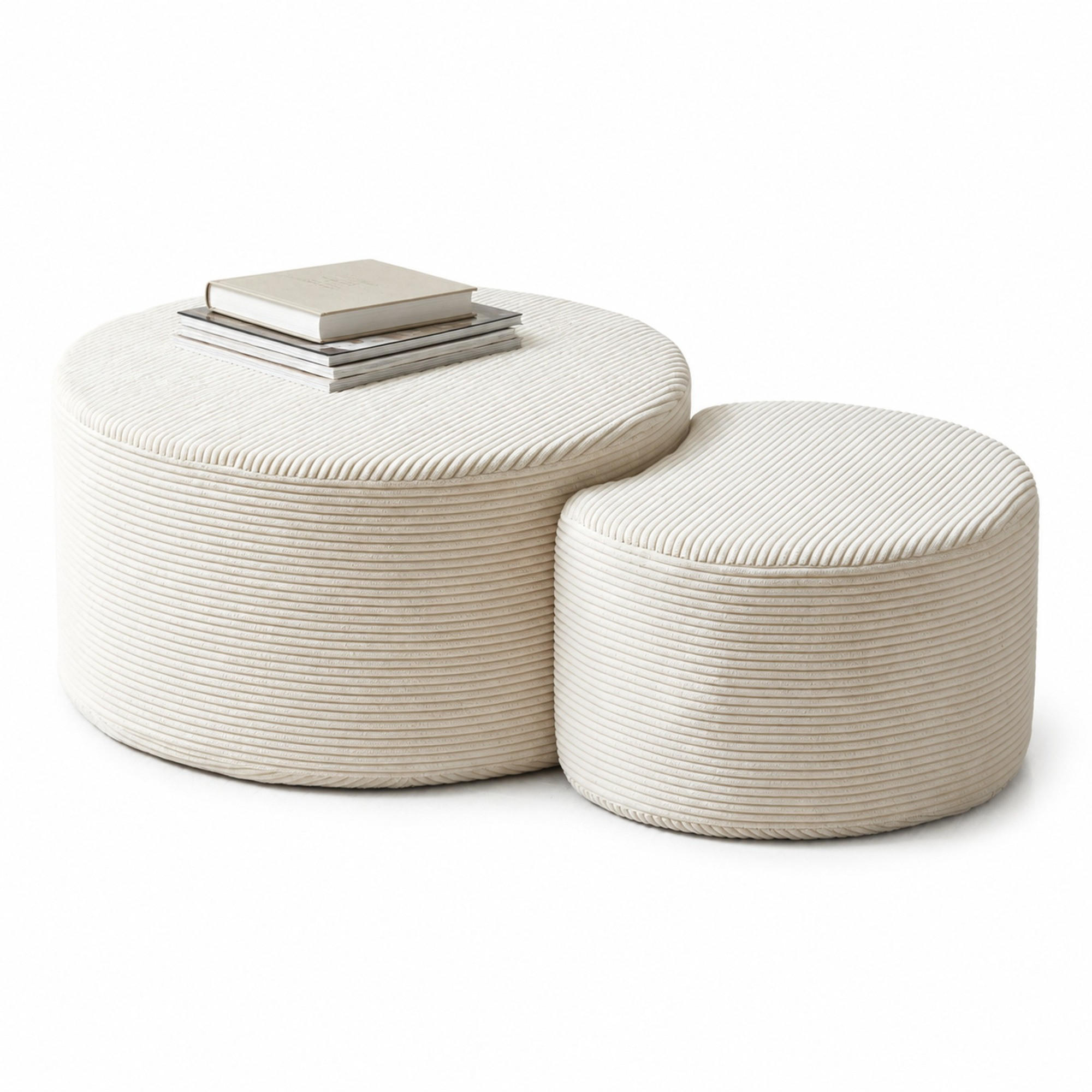 COUCHTISCH-SET 2-teilig, Beige, mit gepolsterter Oberfläche und vielseitiger Nutzung - Beige, Textil (81/127/40cm) - CHICFURN