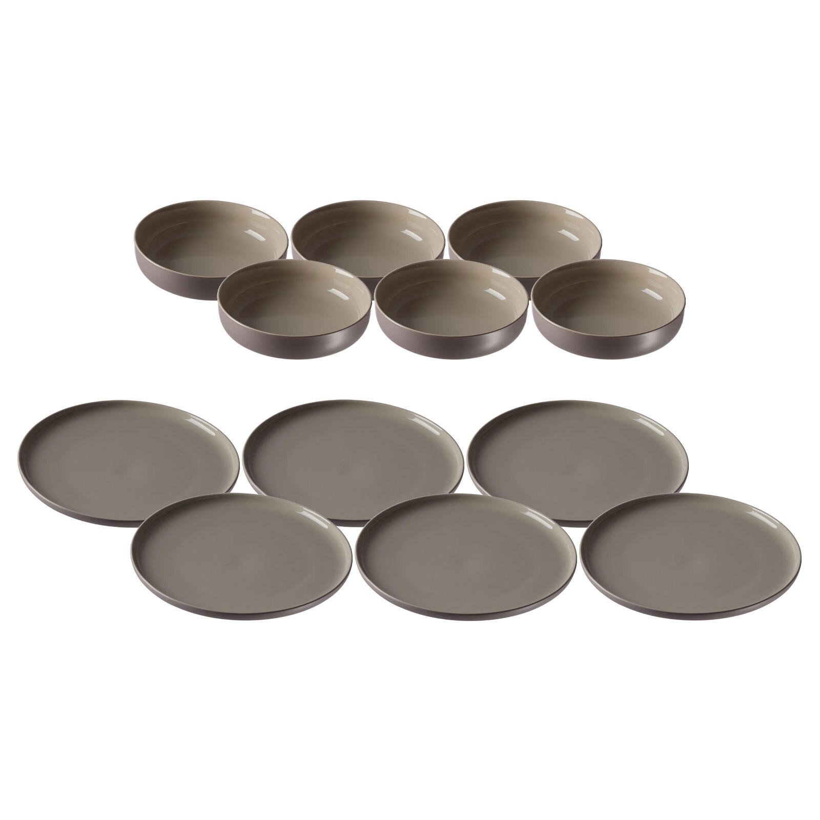 TELLER UND SCHALENSET Jasper taupe 12er Set - Taupe, Keramik (1/1/1cm) - Ritzenhoff Breker