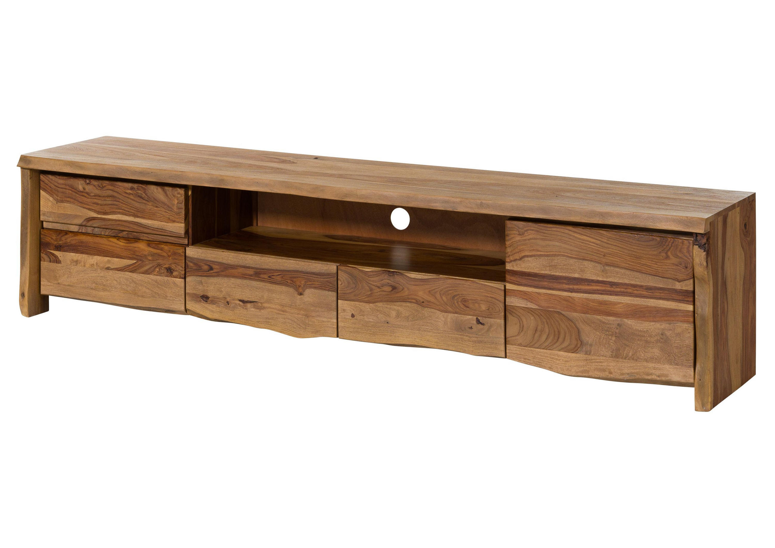TV-BOARD Sheesham 220x45x50 natur lackiert / sandgestrahlt PURE SHEESHAM #224 - Naturfarben, Holz (45/50/220cm) - Massivmoebel24