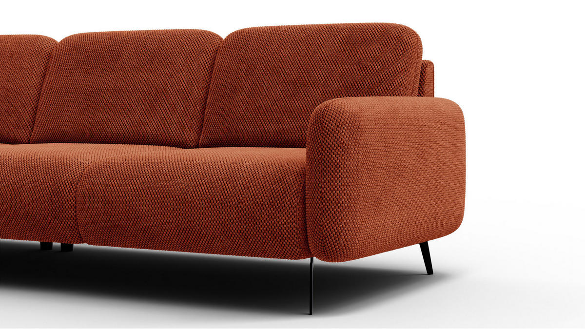 ECKSOFA FEBE 5-Sitzer links, dunkelorange - Dunkelorange/Schwarz, Holz/Textil (271/190cm) - Courtois Laville