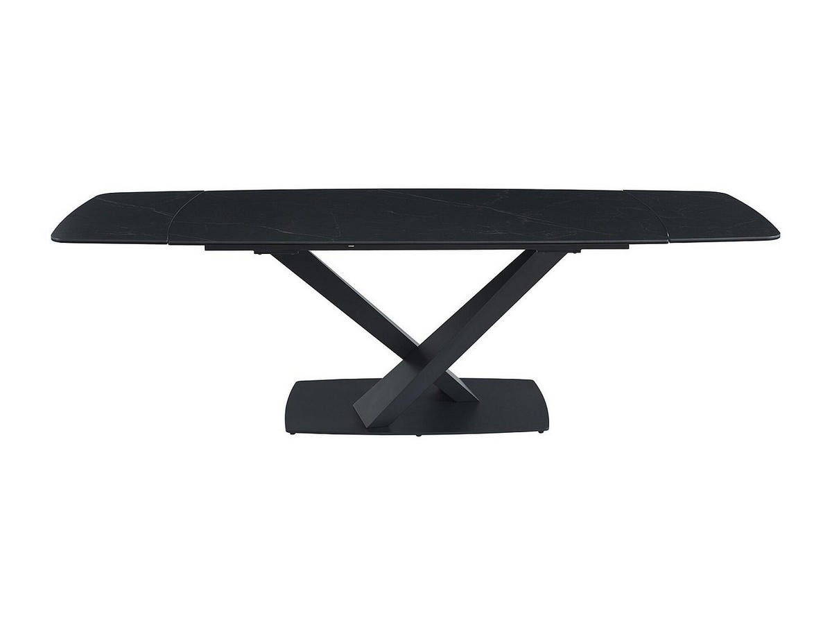 ESSTISCH ausziehbar - 6 bis 10 Personen - Sicherheitsglas, Keramik & Metall - Marmor-Optik Schwarz - MALATA - Schwarz, Glas (260/90/76cm) - Vente-Unique