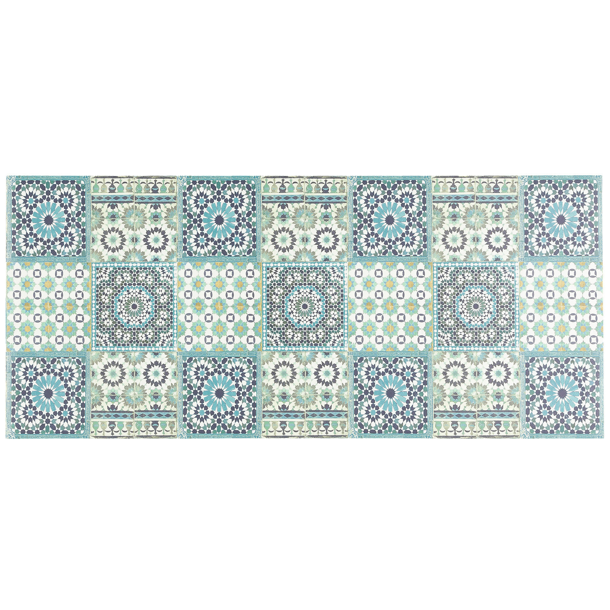 VINYL TEPPICH KÜCHENLÄUFER EVORA MOSAIK - Türkis, Textil (49/140cm) - Pergamon