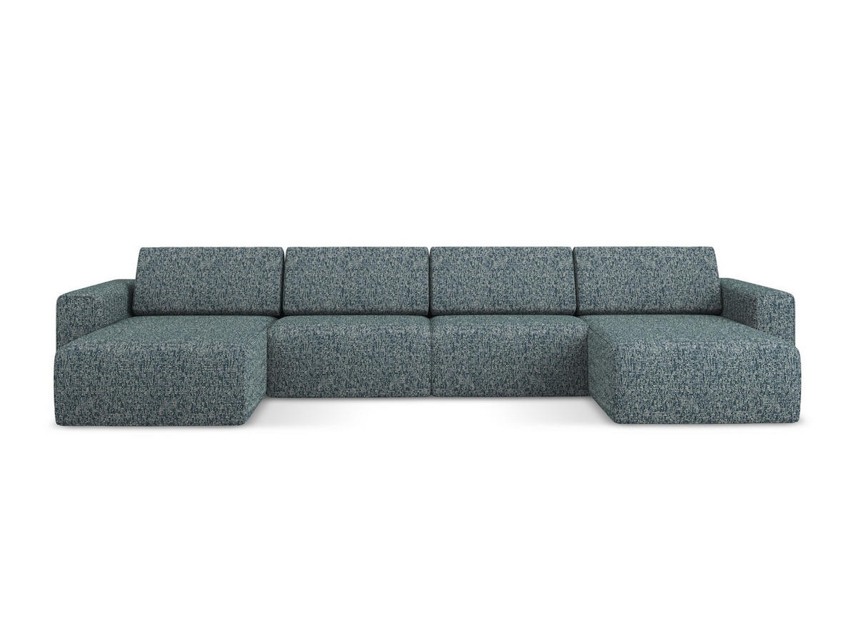 WOHNLANDSCHAFT Strukturstoff Stoff Blau - Blau/Blaugrau, Kunststoff/Textil (404/80/167cm) - Makamii