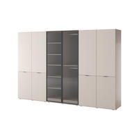 KLEIDERSCHRANK ZEN (Modular, Cashmere Matt, Cashmere & Geriffeltes Glas Flutes, 6-türig) - Kaschmir/Schwarz, Holz/Holzwerkstoff (303/200/51cm) - Ravio