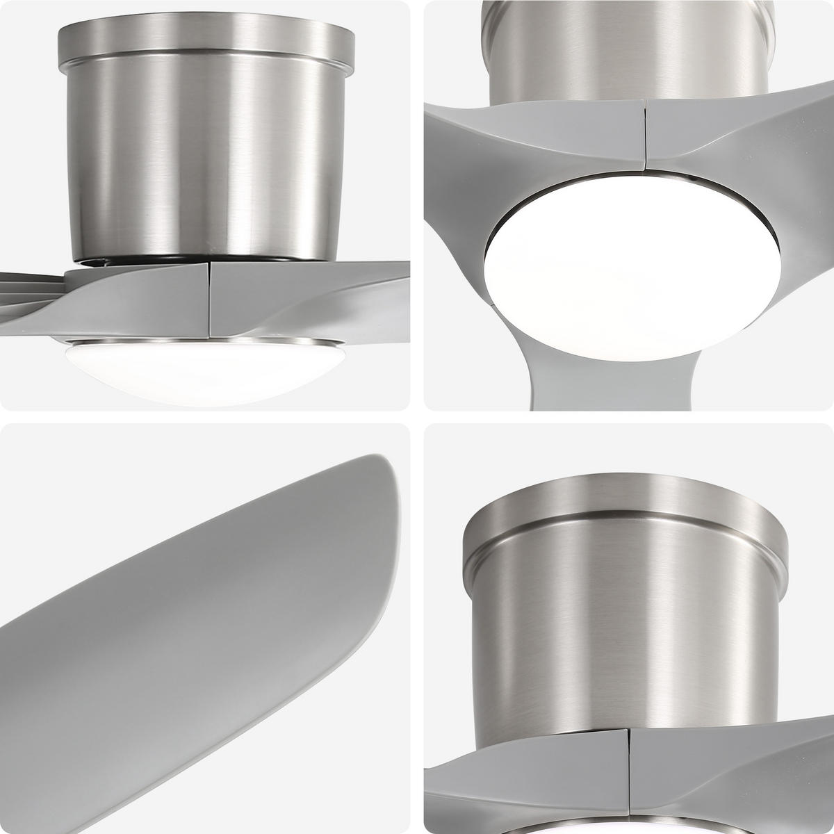DECKENVENTILATOR DE-16275 52 Zoll mit LED & Speicherfunktion Grau - Silberfarben, Kunststoff (132.08/132.08/31.8cm) - ComfortXL