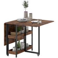 KLAPPTISCH 133,4/80/75 cm mit Ablagen und Rollen – platzsparend für 2–4 Personen - Braun, Holz (133.4/80/75cm) - BEAOK