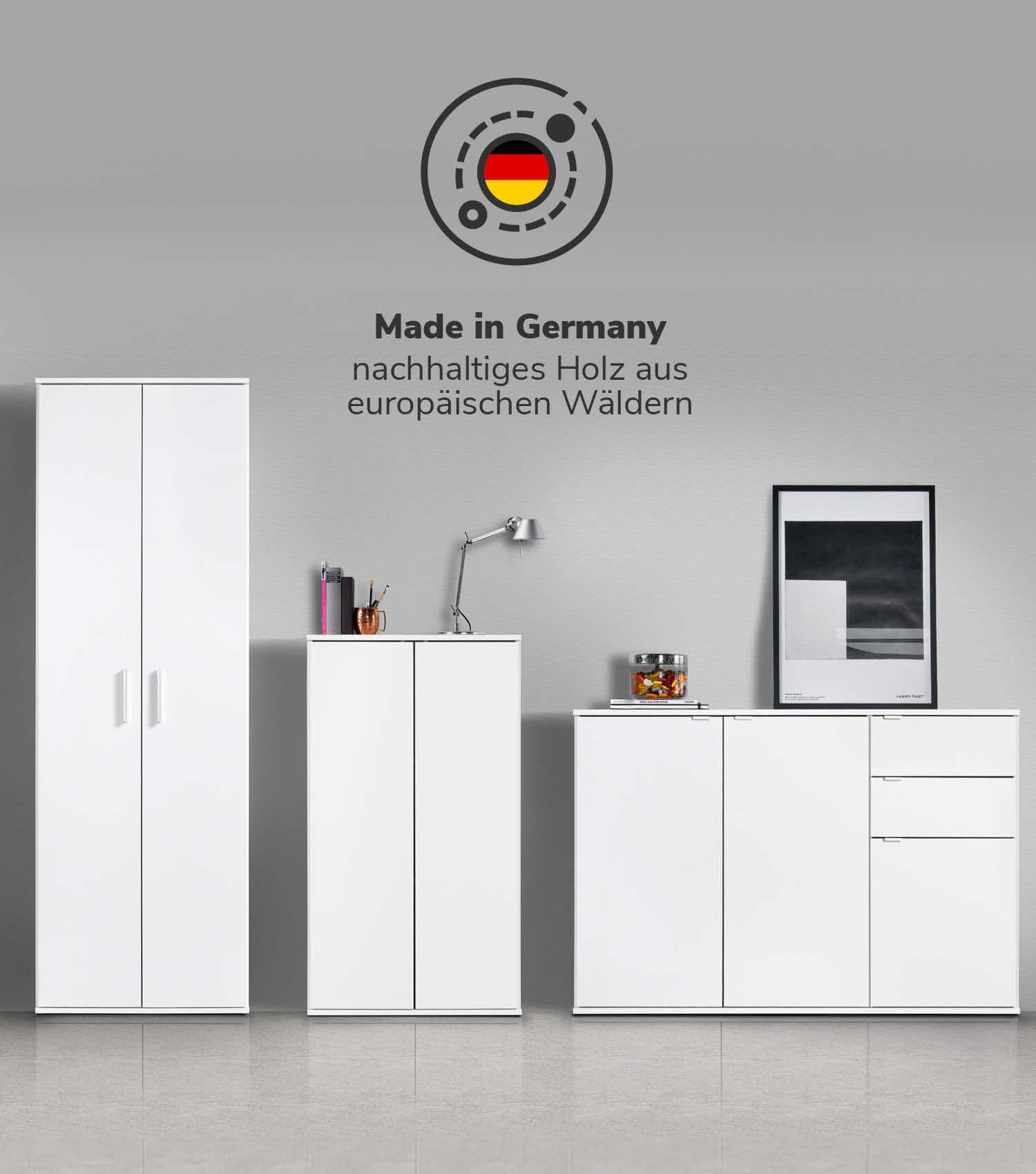 MEHRZWECKSCHRANK SET Der Allzweckwaffe - Anthrazit/Schwarz, Holzwerkstoff (117/180/34cm) - Mokebo