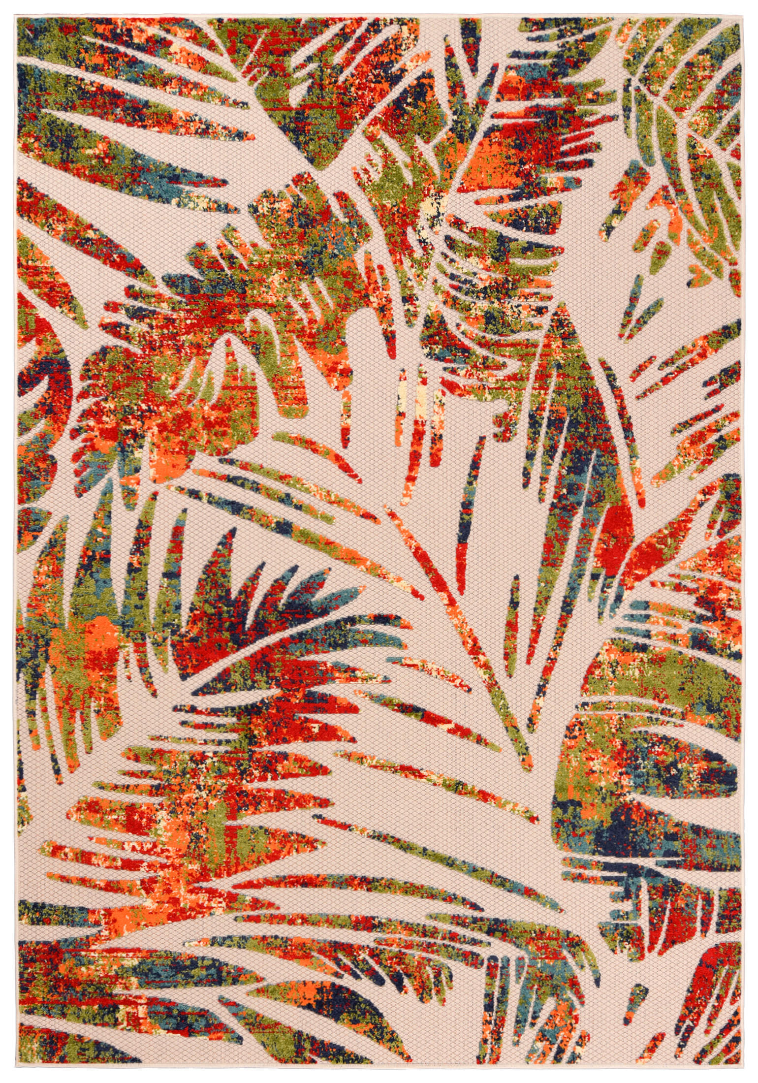 TEPPICH Outdoor Bunte Pflanzlich Kurzflor Rechteckig Boho - 140x200 cm - Rot, Textil (140/200cm) - Mazovia
