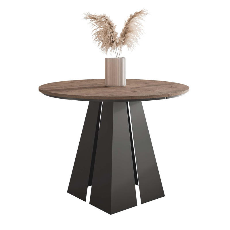 AUSZIEHTISCH FORTE 120/76 cm, Schwarz / Lefkas-Eiche - Schwarz/Eiche San Remo, Holzwerkstoff/Metall (120/120/76cm) - Idohome