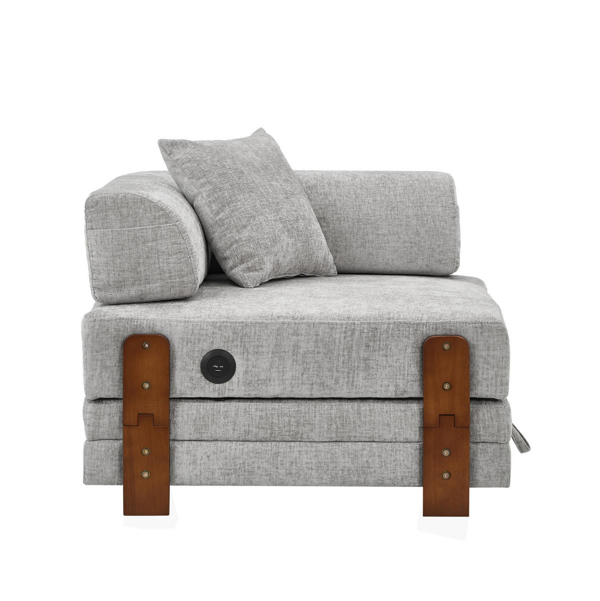 SCHLAFSOFA klappbar 2-in-1 Stoff Light Grey - Hellgrau, Textil (170.5/48/84cm) - Meubliv