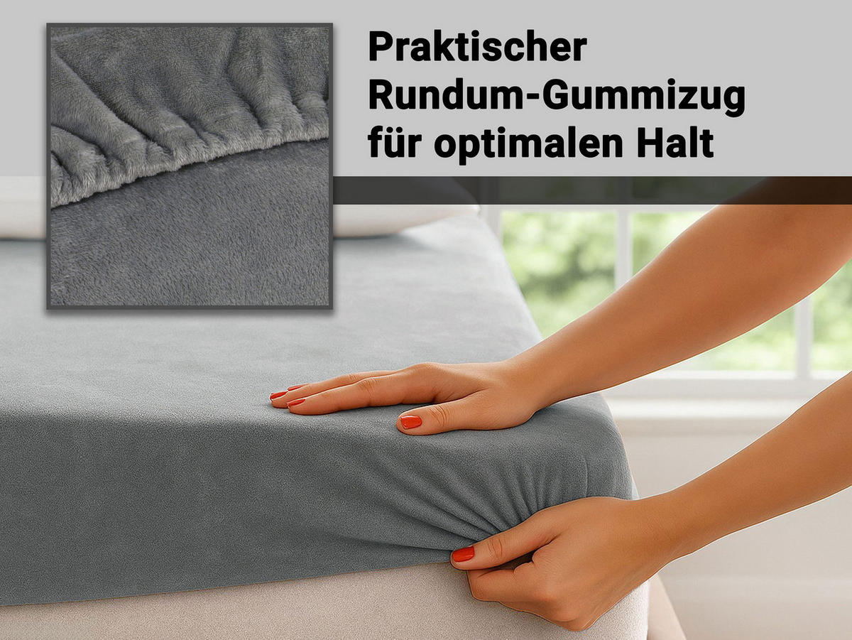 SPANNBETTLAKEN, 140-160x200 cm, 100% Polyester, Grau - Anthrazit, Textil (140/200cm) - Zollner