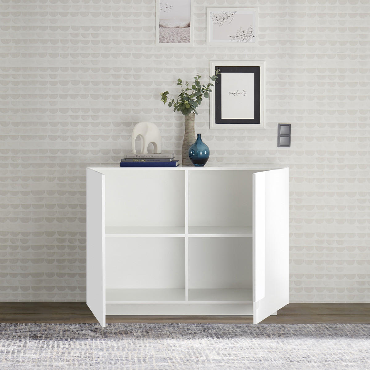 SIDEBOARD mit 2 Türen L120 cm - Jupiter - Weiß, Holzwerkstoff (44/90/120cm) - Calicosy